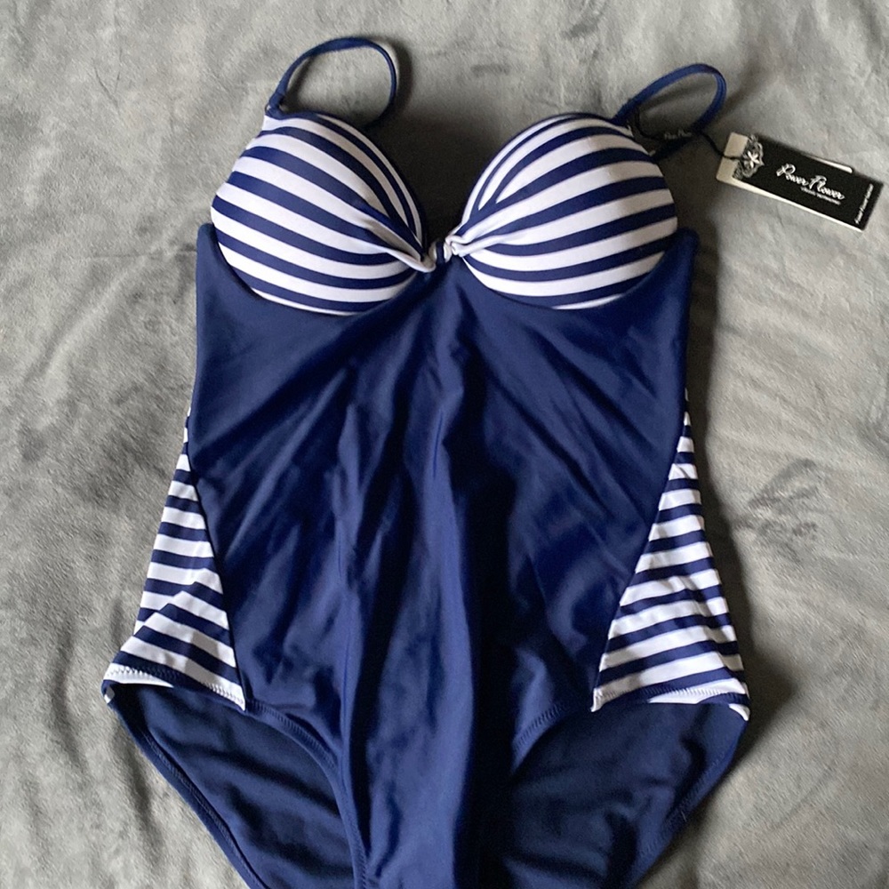 Power Flower Striped Swimsuit